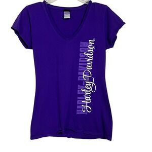 Harley Davidson Panama‎ City Beach Florida Purple V-Neck T-Shirt XS (3097)